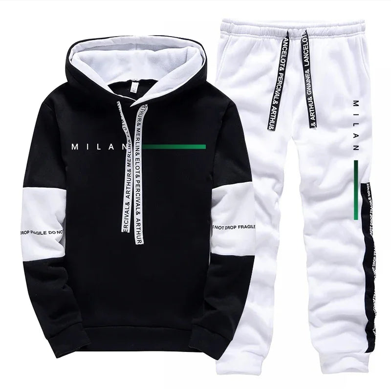 Autumn Winter Mens Tracksuit Print Hoodie Sweatshirts 