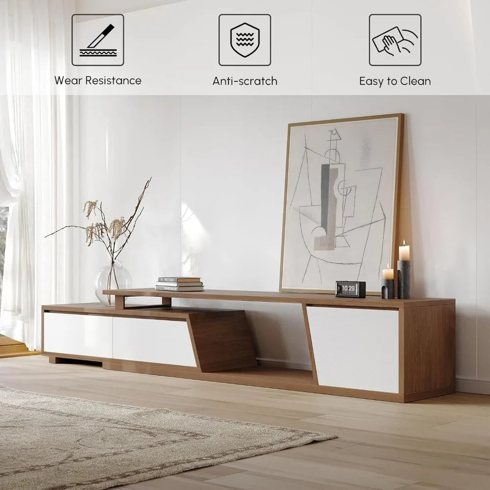 New Walnut Extendable TV Stand with 3 Drawers 