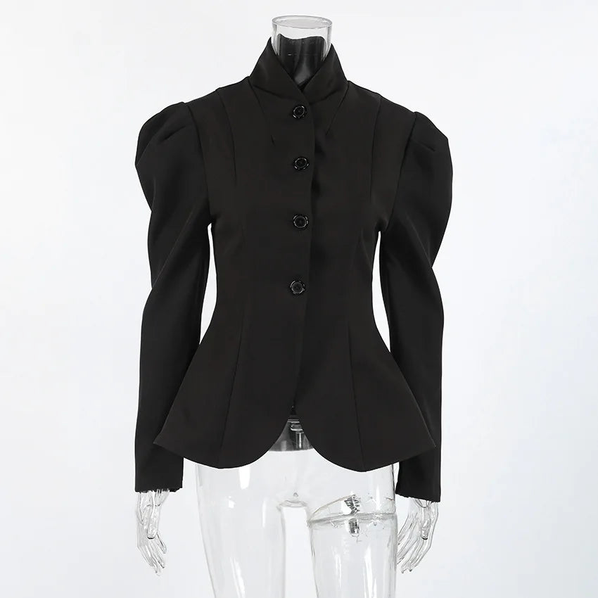 New French Retro Stand-Up Collar Women Blazer