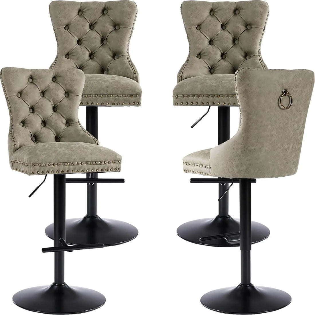 Modern Swivel Bar Stools Adjustable Bar Chairs Set of 4