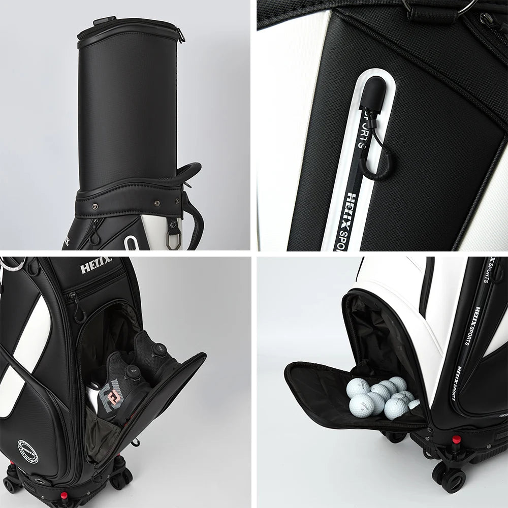 Premium Golf Bag with Wheels  Retractable Top Traveling Full Length Divider