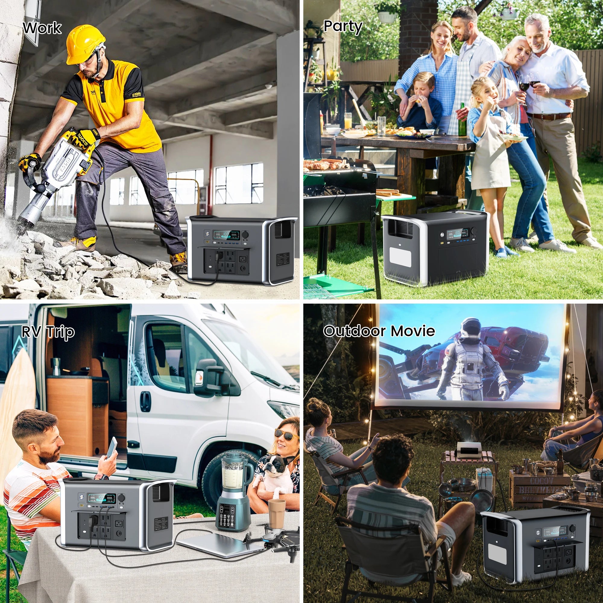 UPS Power Station 2048Wh Solar Generator 2400W LFP Battery & 400W Solar Panel 