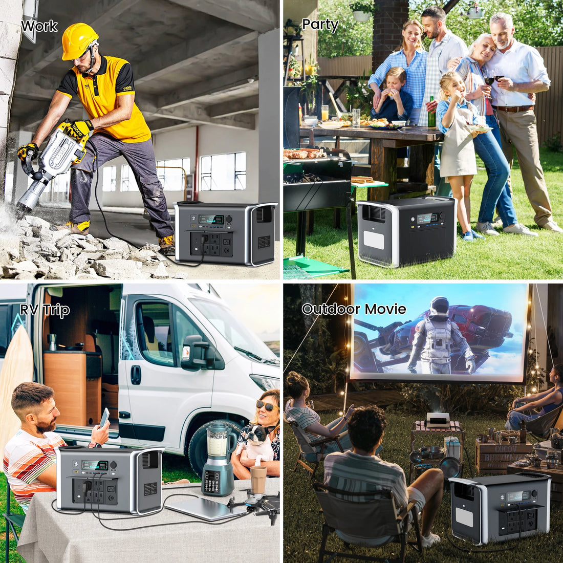 UPS Power Station 2048Wh Solar Generator 2400W LFP Battery & 400W Solar Panel 