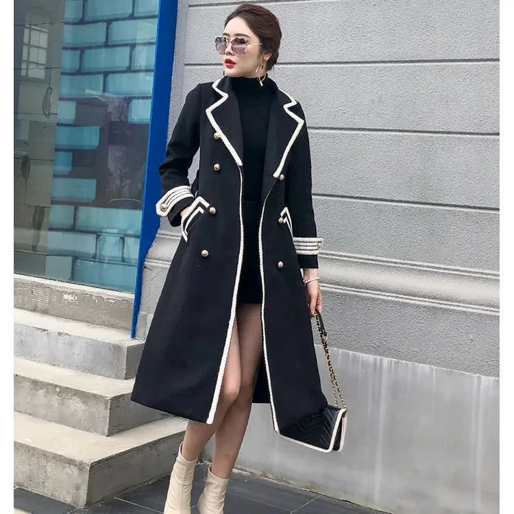 New Arrived Woolen Coat Women Mid-Length Autumn/Winter Double-Breasted Coat Trench Coat