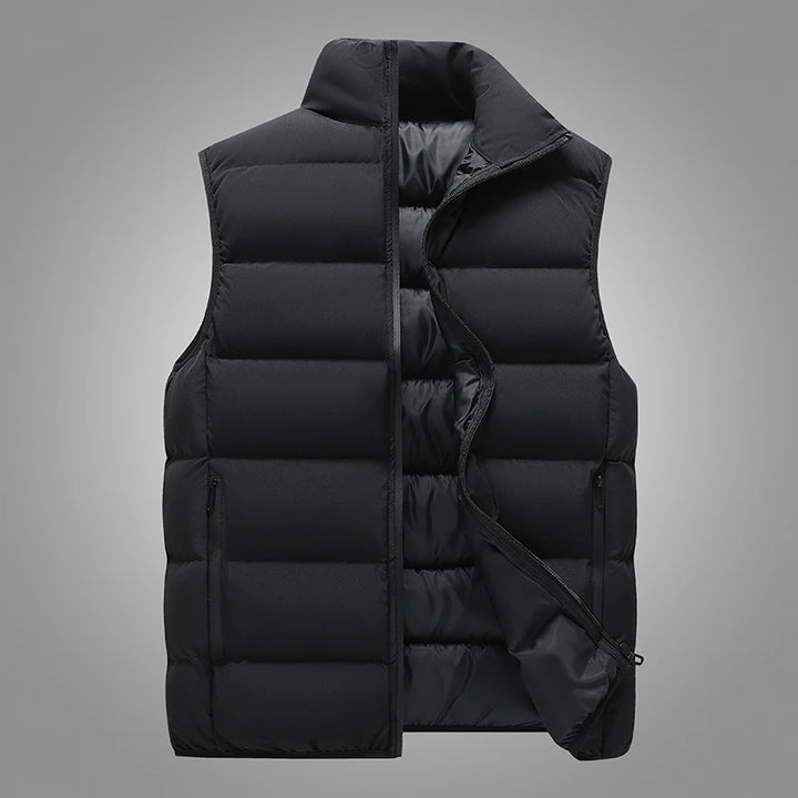 Warm Sleeveless Vest Jacket for Men Autumn Winter Windproof Zipper Coat Stand-Up Collar Casual Waistcoat Men Brand Clothing New