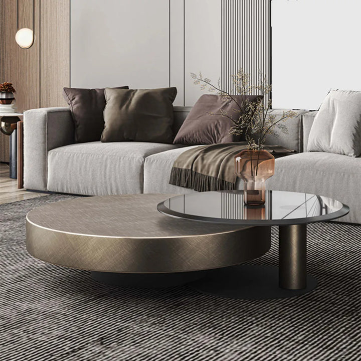 New luxury Modern Coffee Tables Household Coffee Table Living Room Stainless Steel Rotatable 