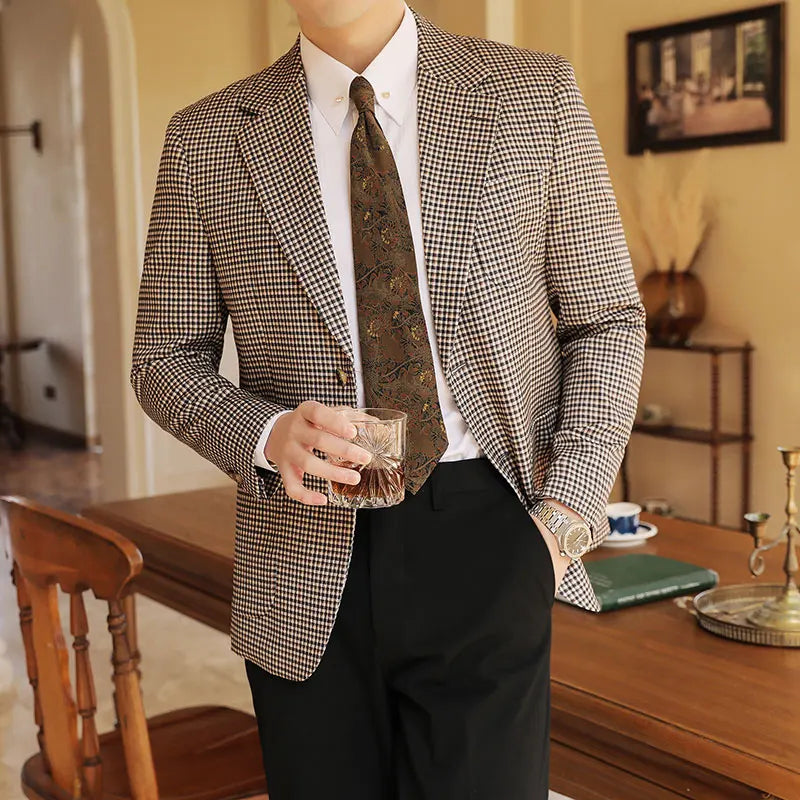Mens Modern Business Slim-Fit Suit Blazer Jacket