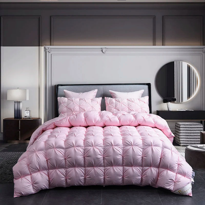 White Goose Down Winter Duvet – Thick 3D Bread Pinch-Pleat Comforter