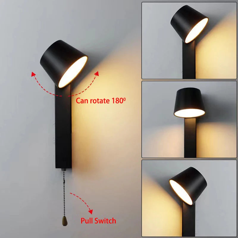 Nordic Wall Lamps with Pull Switch Bedroom Modern Home Decor