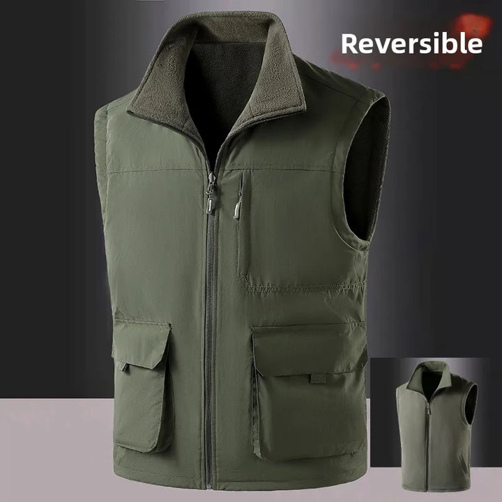 Mens Double Sided Wear Fleece Lined Vest Jacket