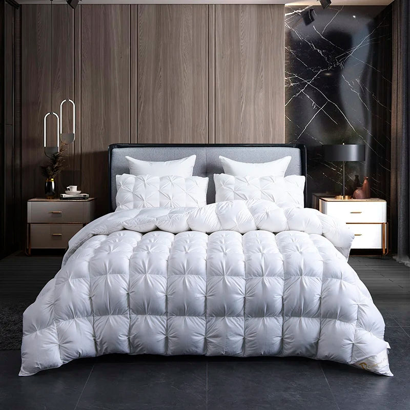 White Goose Down Winter Duvet – Thick 3D Bread Pinch-Pleat Comforter