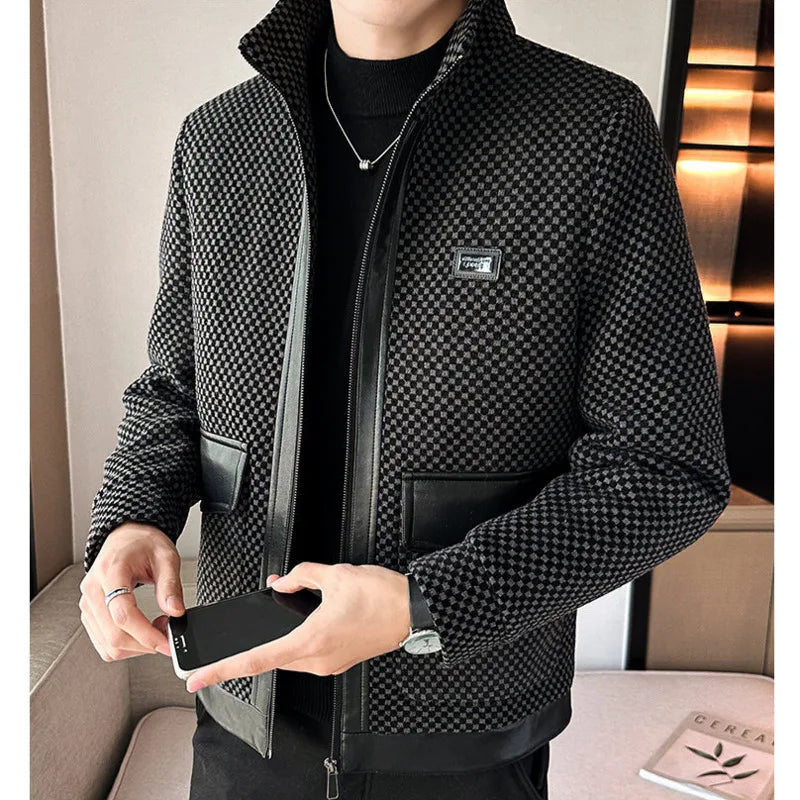 New Autumn/Winter Luxury Stylish Men's Chenille Plus Cotton Thickened and Warm Middle Aged Fashion Business Jacket