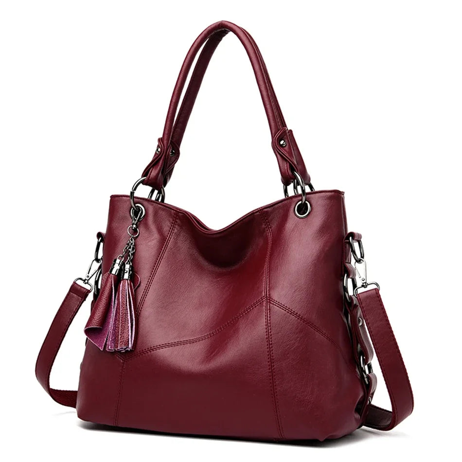 Italian Style Women Casual Tote Bag Luxury Handbag Ladies Genuine Leather Tassels Crossbody Bags