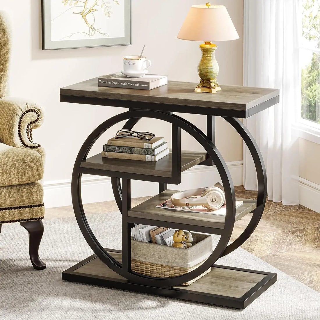Vintage Living Room, 4-Tier - Storage Shelves Side Table