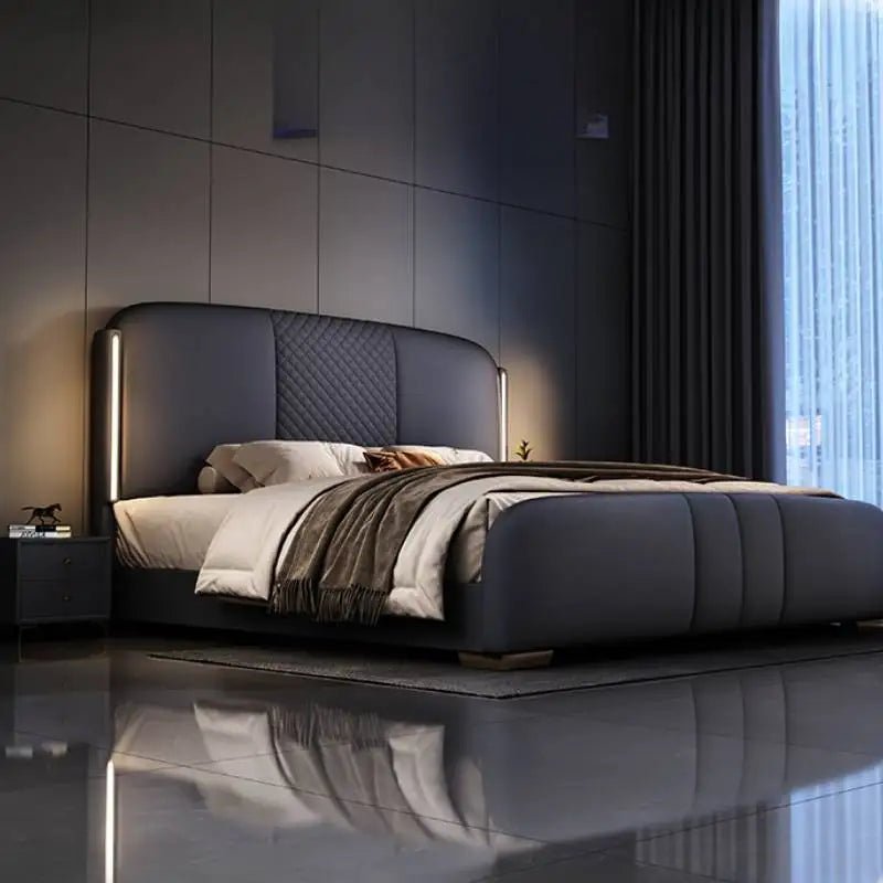 New Modern Style Bed Frame Nightstands Queen Size 