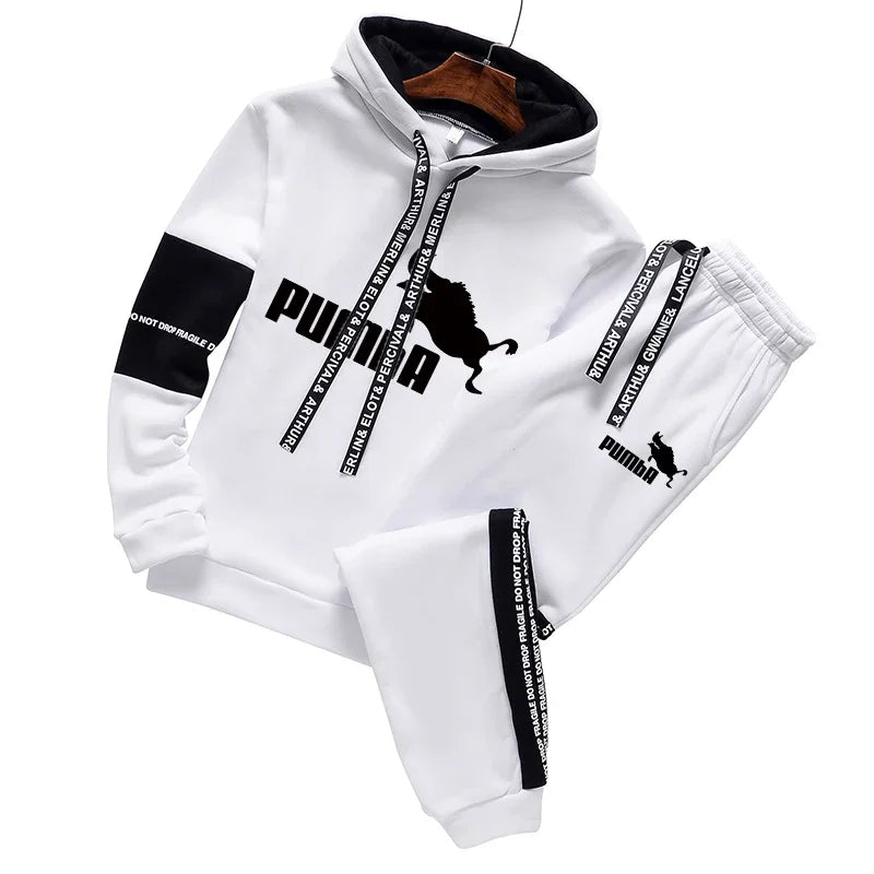 New Men's Fashion Luxury Sweatshirt Tracksuit Sport Casual Hoodies+Sweatpants Sets Outfits Jogger Brand Pullover Streetwear Suits