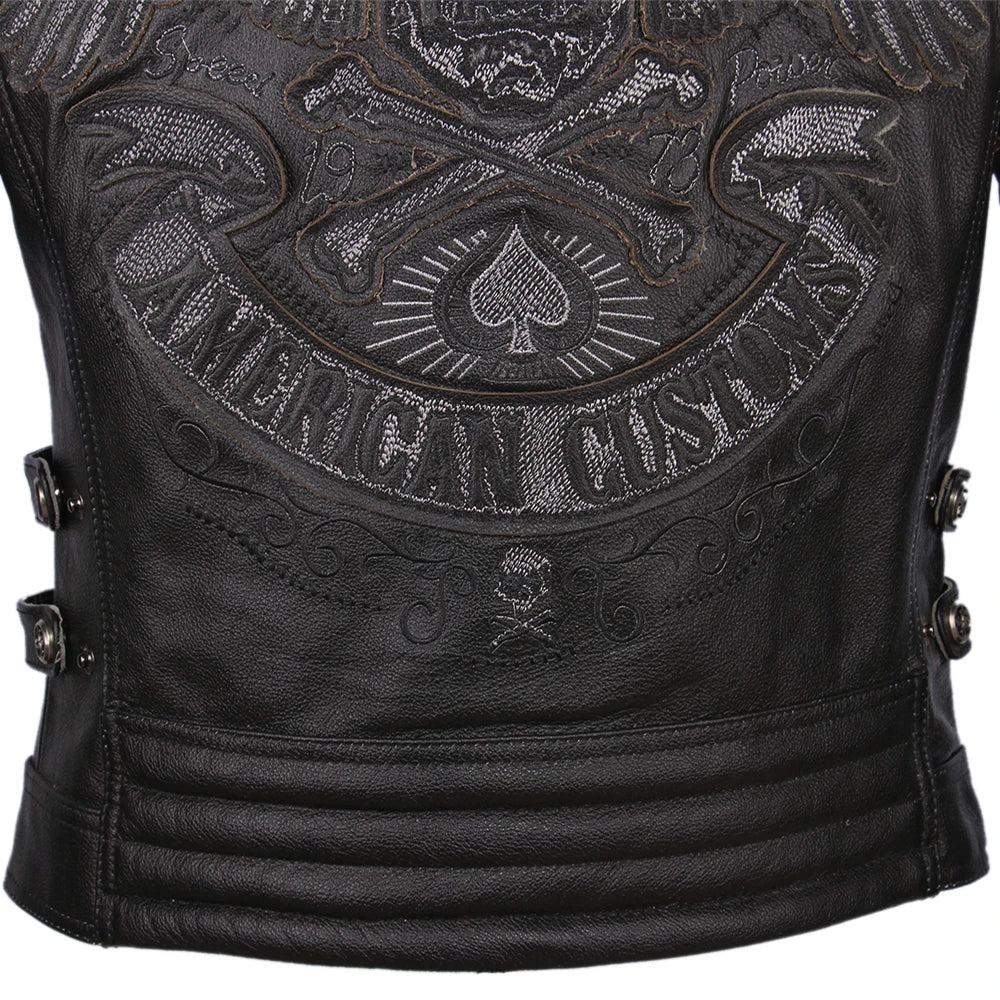 Premium Embroidery  Motorcycle Leather Jackets 100% Natural Cowhide Moto Jacket Biker Leather Jacket Mens