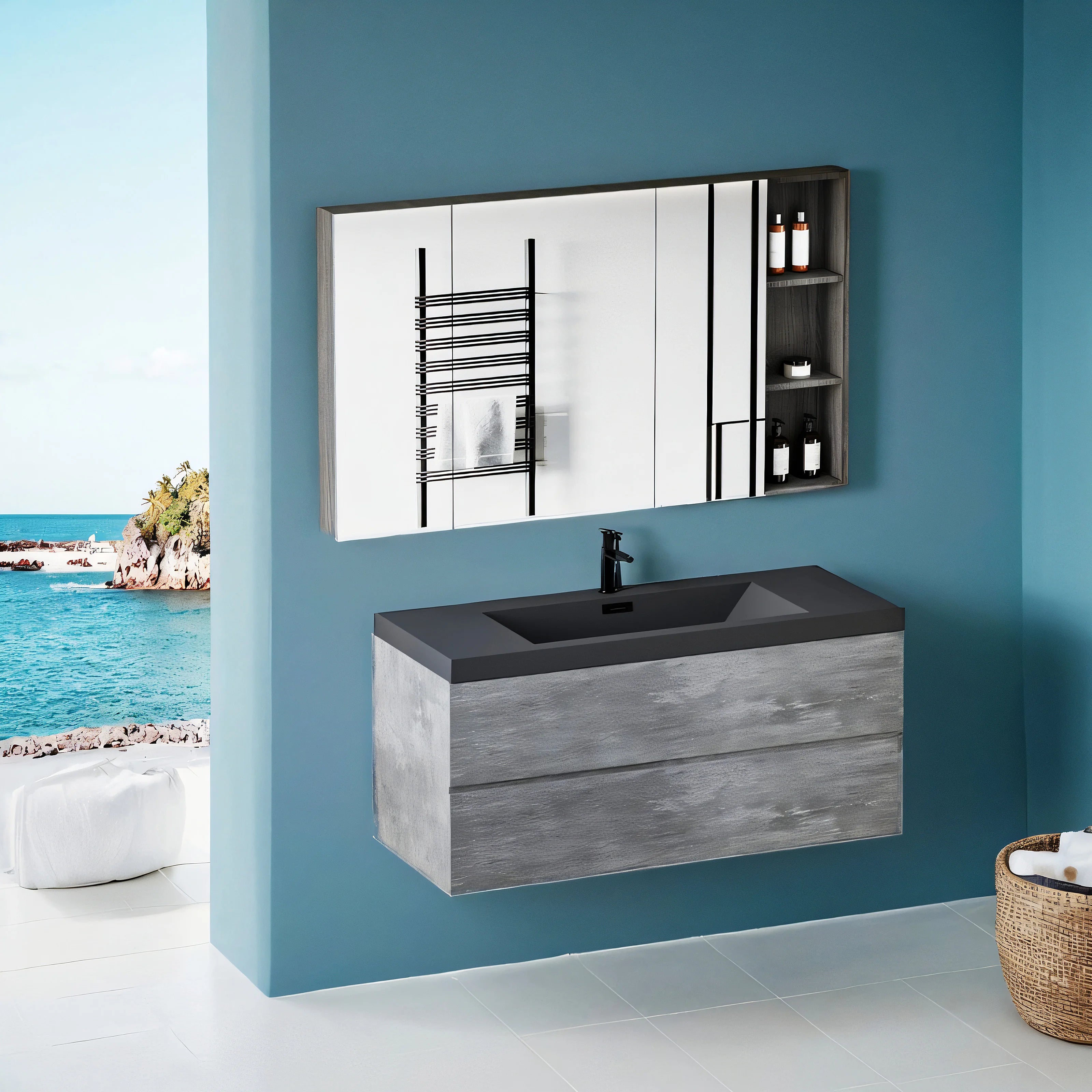 Modern Lux 48" Floating Bathroom Vanity with Sink