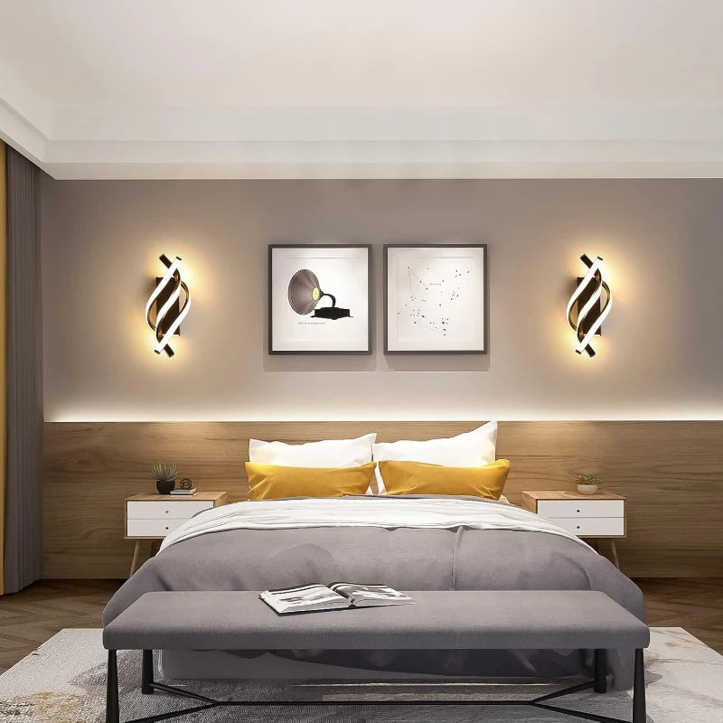 Curved Spiral Design LED Wall Lamp Bedroom Bedside Home Decor Light