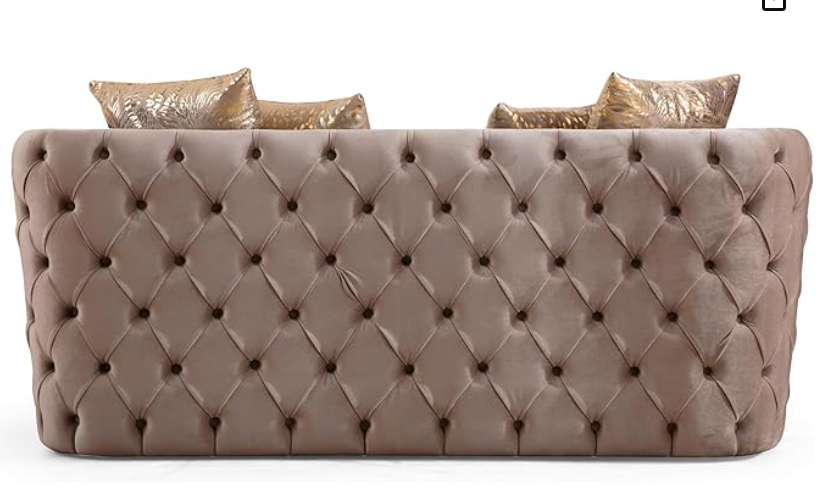 luxury Couch Velvet Chesterfield Loveseat - 2 Seater sofa and 4 Throw Pillows