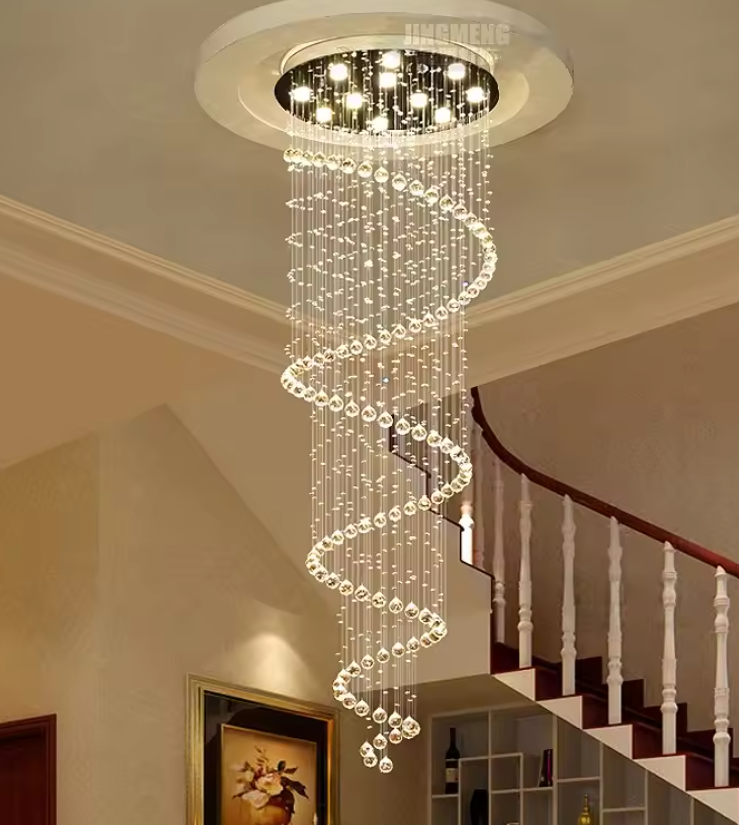 Luxury Spiral Crystal LED Chandelier – Modern Ceiling Pendant Light for Living Room & Bedroom