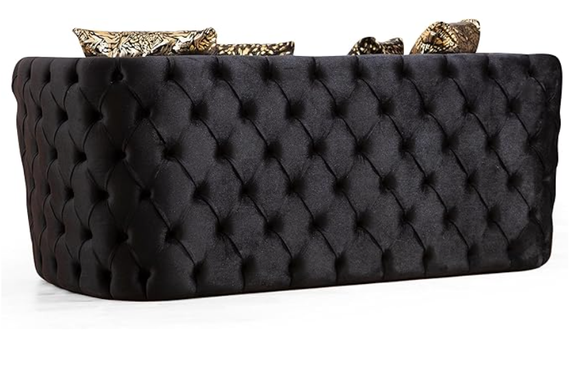 luxury Couch Velvet Chesterfield Loveseat - 2 Seater sofa and 4 Throw Pillows