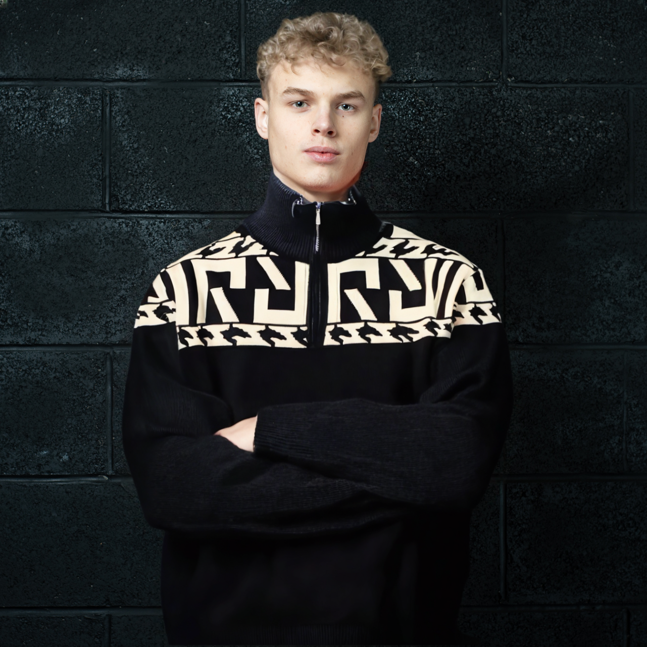 Men’s Collared Zip-Up Knitted Sweater Jacket – Men Fashion Graphic Pullover