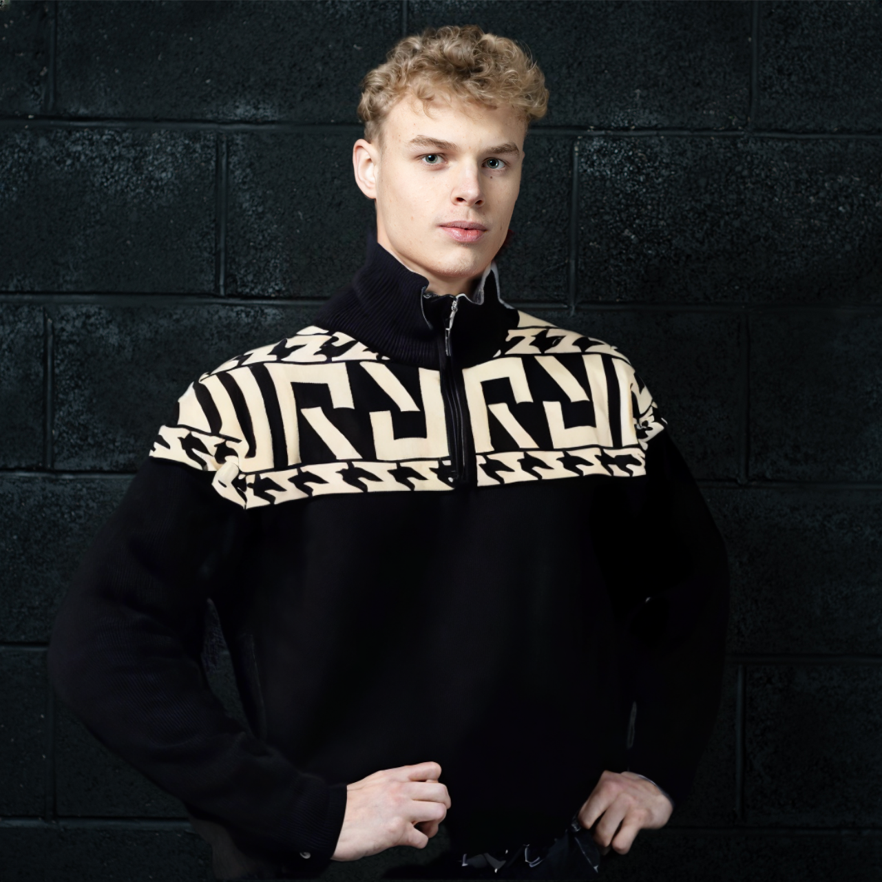 Men’s Collared Zip-Up Knitted Sweater Jacket – Men Fashion Graphic Pullover