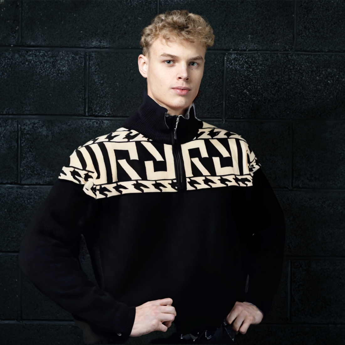 Men’s Collared Zip-Up Knitted Sweater Jacket – Men Fashion Graphic Pullover