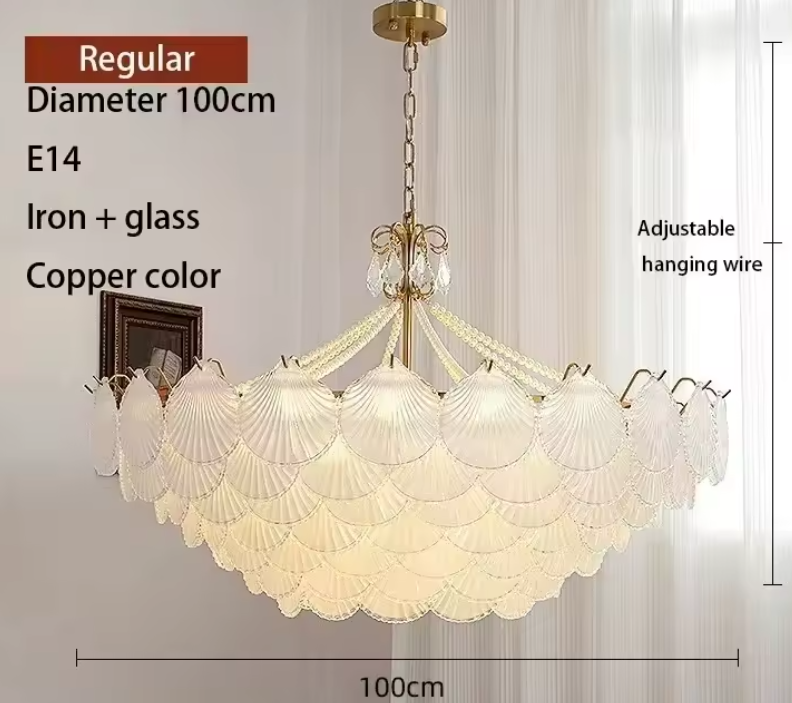 Modern French Shell Glass Pendant Chandelier – LED Home Lighting