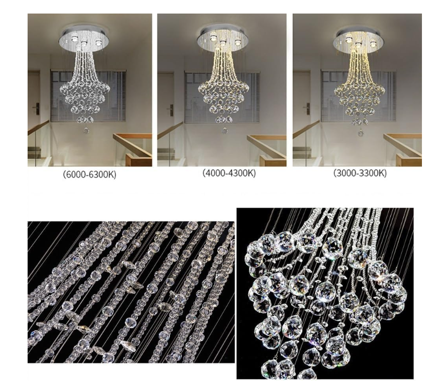 Luxury Crystal Ball LED Chandelier – Modern Staircase, Living Room & Lobby Pendant Light