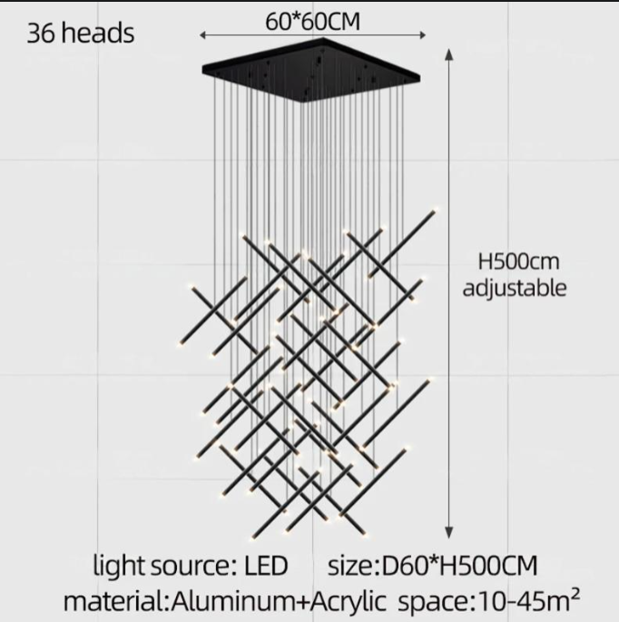 Modern LED Long Pendant Chandelier for Luxury Interiors