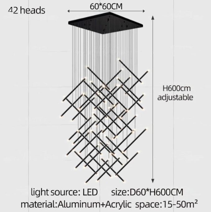 Modern LED Long Pendant Chandelier for Luxury Interiors