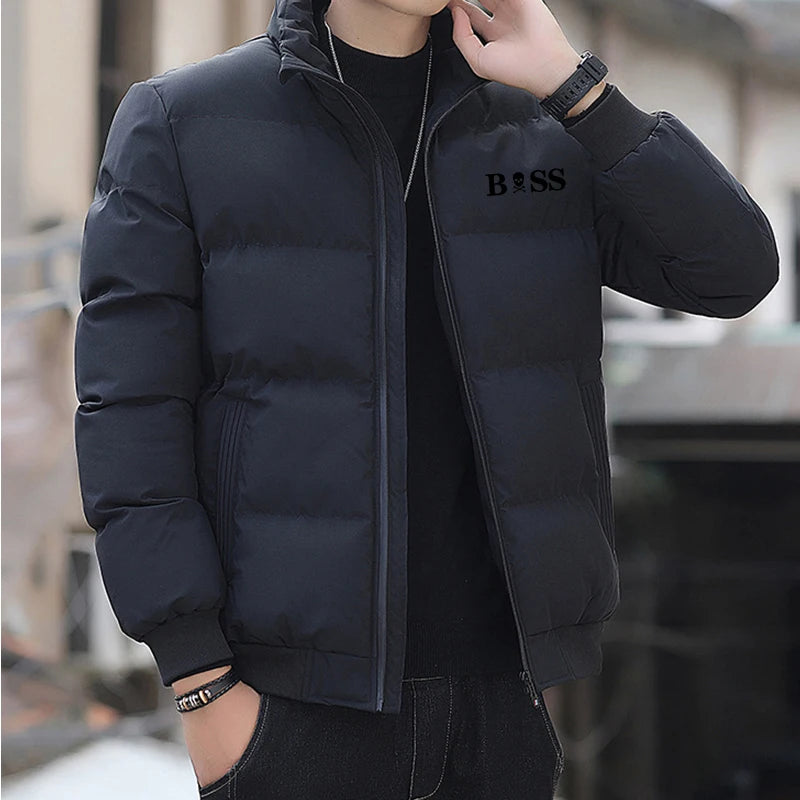 New Stylish Jacket Boss Logo 2024 Men'S Winter Jacket and Coat Cotton Coat Men'S Windproof Thick Thermal