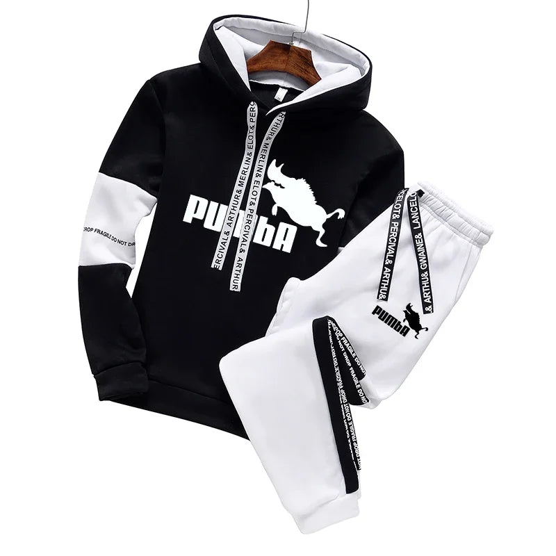 New Men's Fashion Luxury Sweatshirt Tracksuit Sport Casual Hoodies+Sweatpants Sets Outfits Jogger Brand Pullover Streetwear Suits