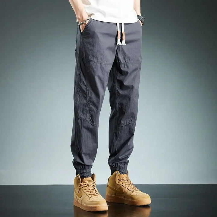 Elite Mens Clothing Elastic Solid Color High Waisted Pockets Trousers Casual  Style 