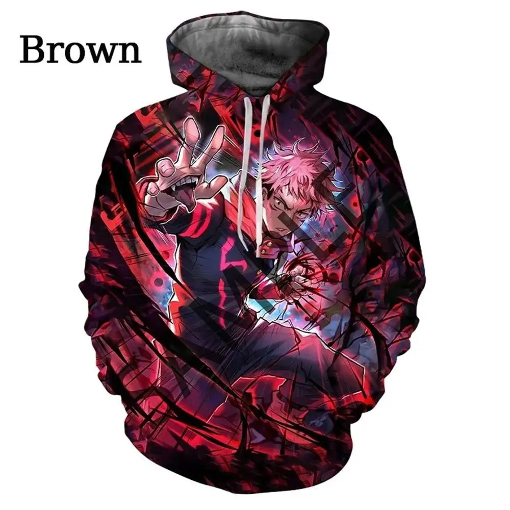 New Mens Fashion Hoodie Anime Manga Jujutsu Kaisen Pattern Sweatshirt 3D Print 