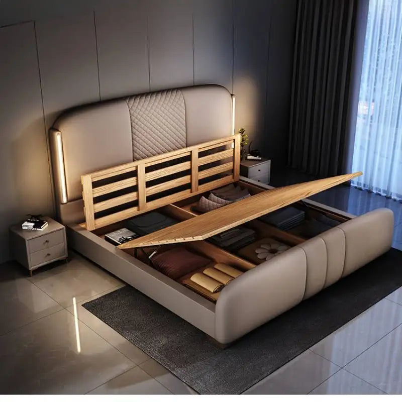 New Modern Style Bed Frame Nightstands Queen Size 