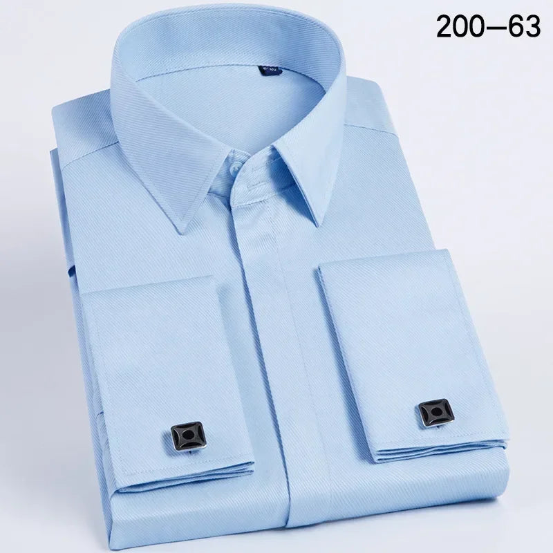 Mens French Style High Quality Fit Cuff Dress Shirts (Cufflinks Included)