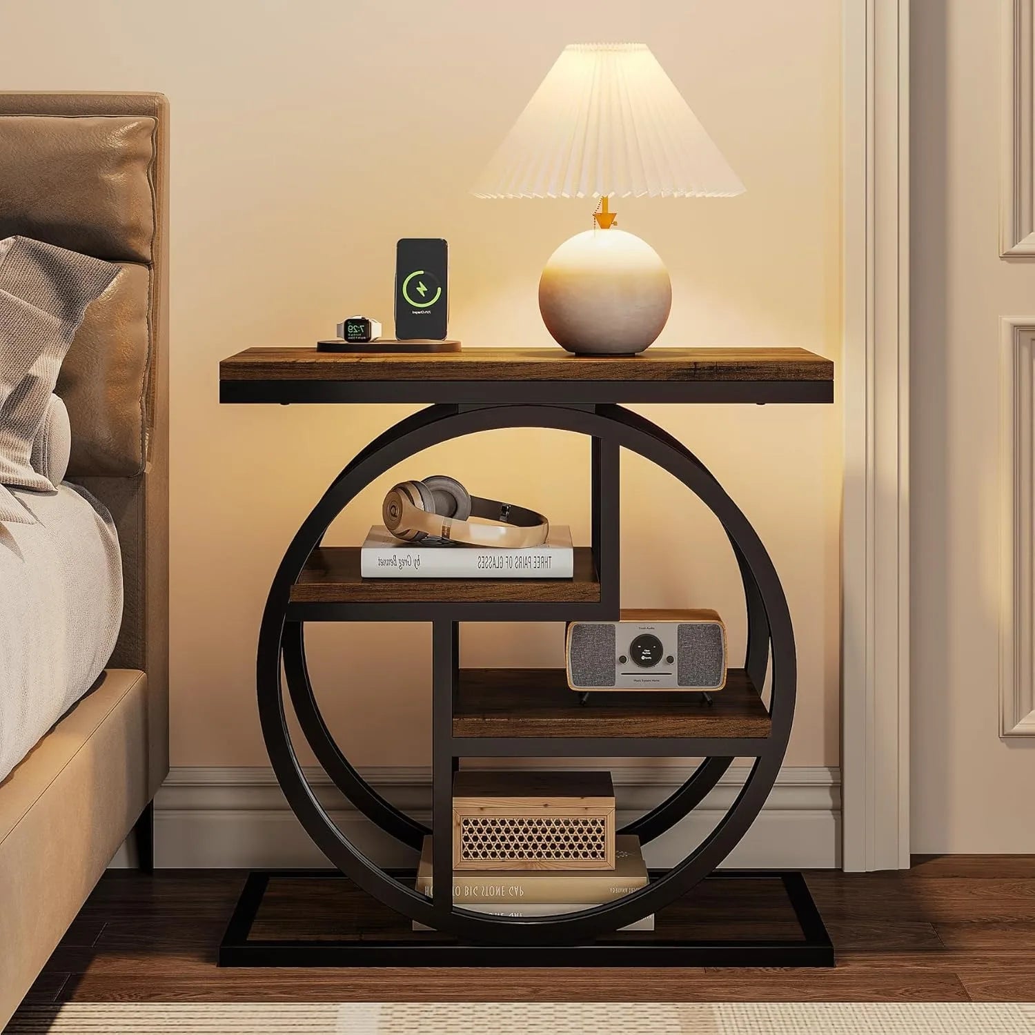 Vintage Living Room, 4-Tier - Storage Shelves Side Table