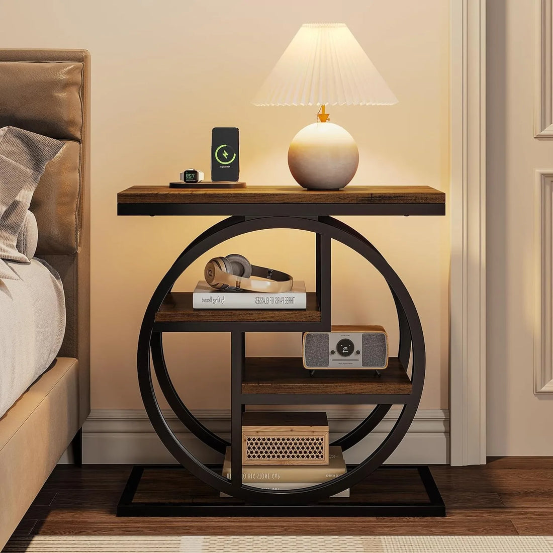Vintage Living Room, 4-Tier - Storage Shelves Side Table