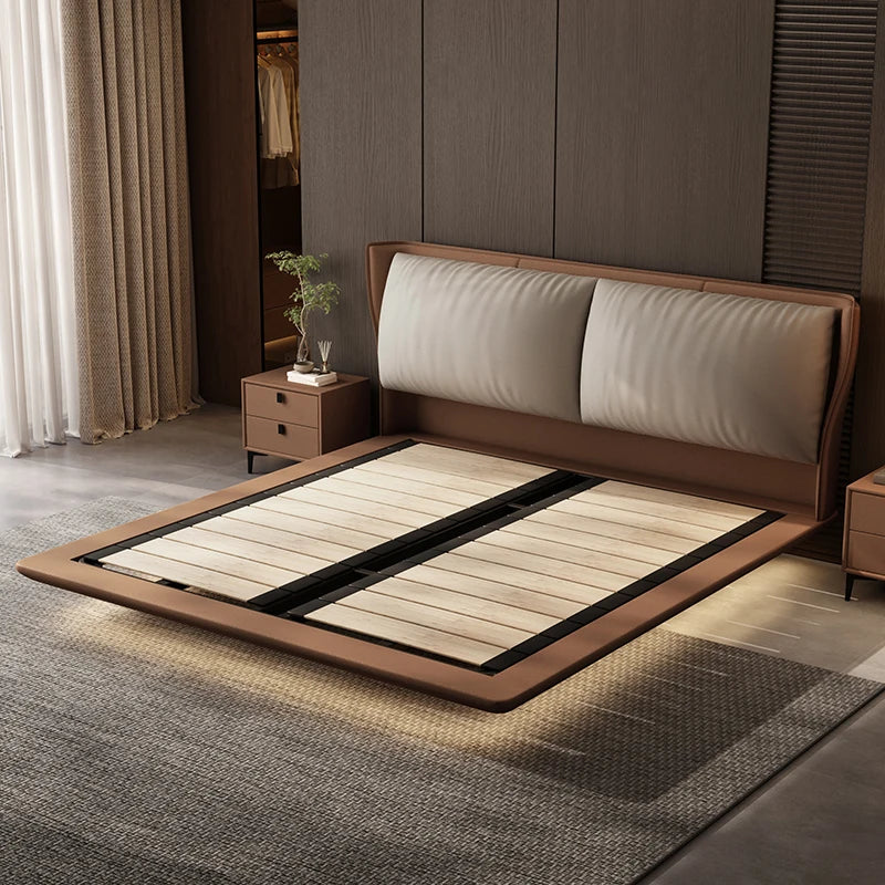 Modern Genuine Leather Bed Wedding Home Furniture