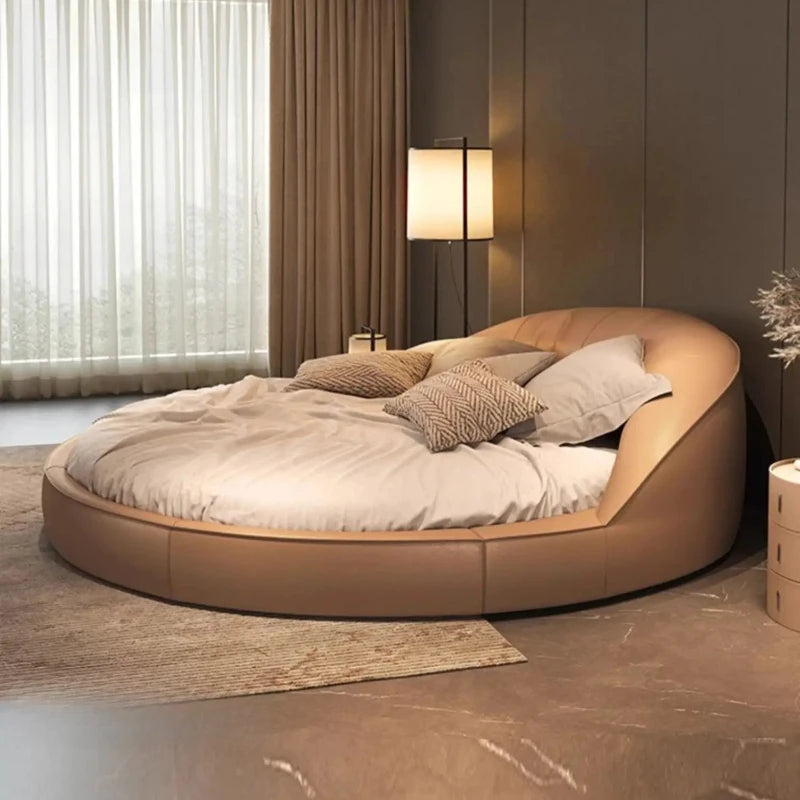 Unique Round Bed Elegant Luxury Cream Home Furniture