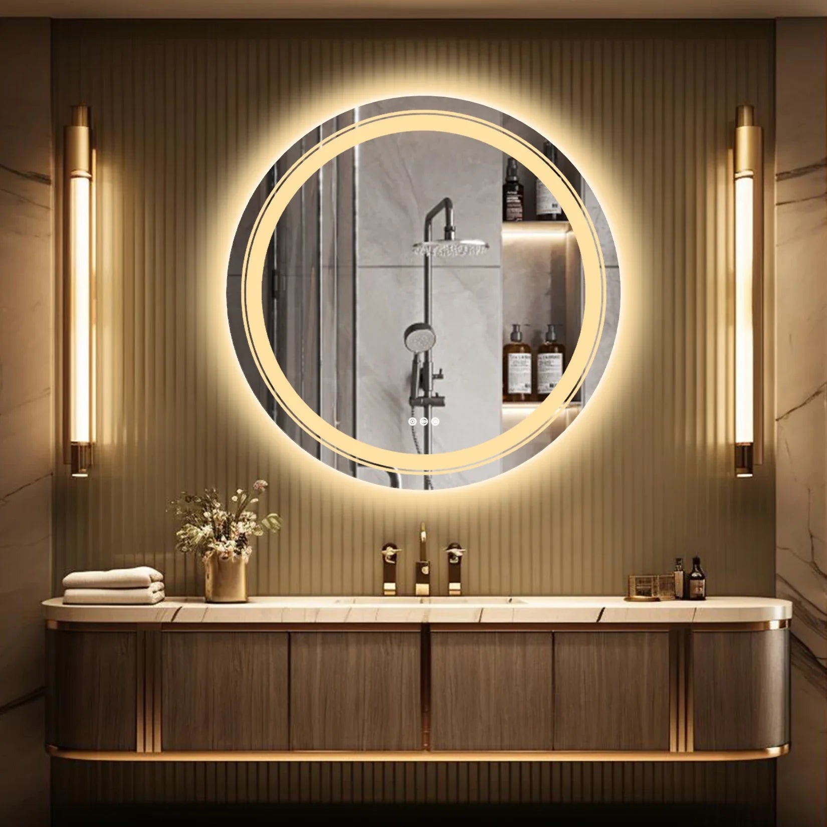 Ultra Smart Touch LED round Wall Mounted Vanity Mirror with Demister