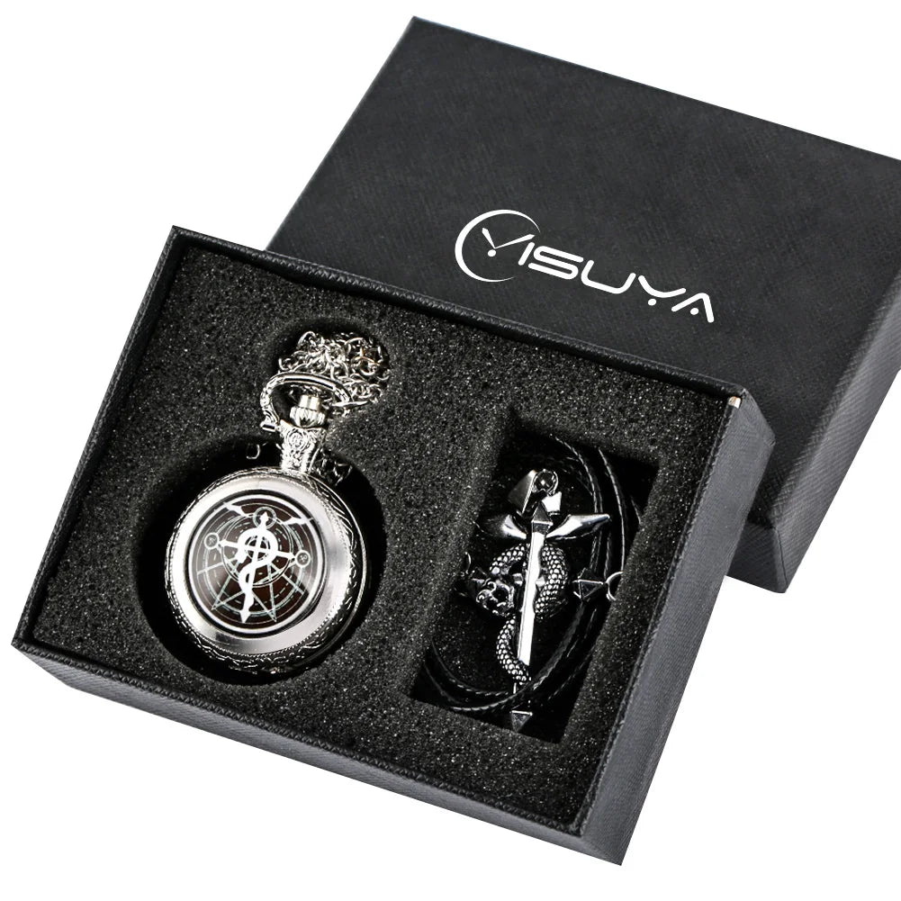 Mens Vintage Silver/Bronze Pocket Watch Pendant