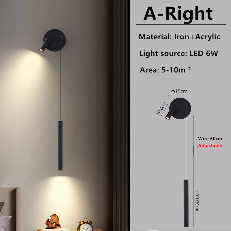 Bedside Wall Lamp Nordic Minimalist Living Room Background Wall Lamp Spot Lamp Light Luxury Ledmodern Bedroom Small Pendant Lamp