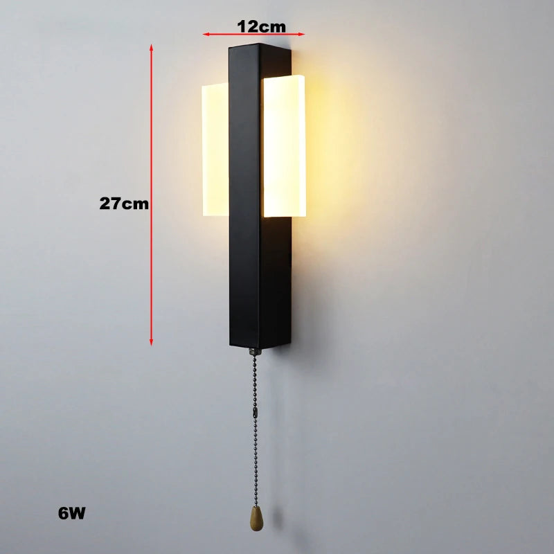 Nordic Wall Lamps with Pull Switch Bedroom Modern Home Decor