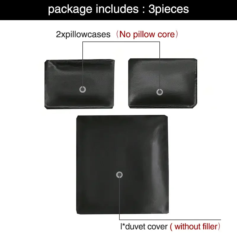 New 3Pc Satin Duvet Cover Set Bedding Luxury Sets 
