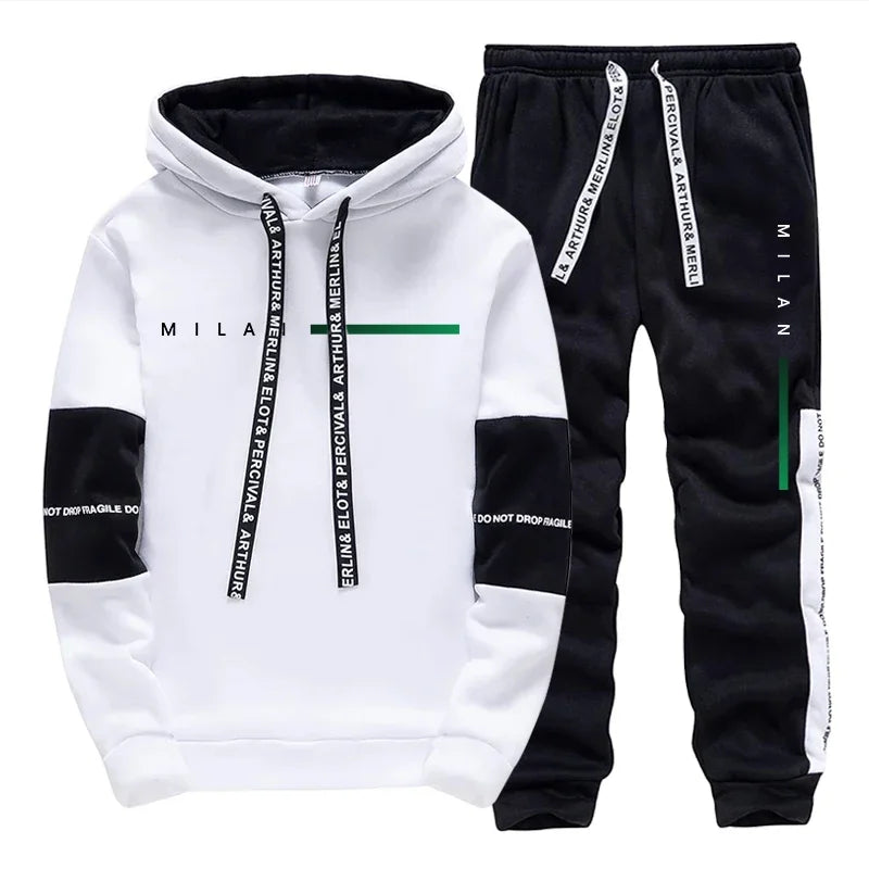 Autumn Winter Mens Tracksuit Print Hoodie Sweatshirts 