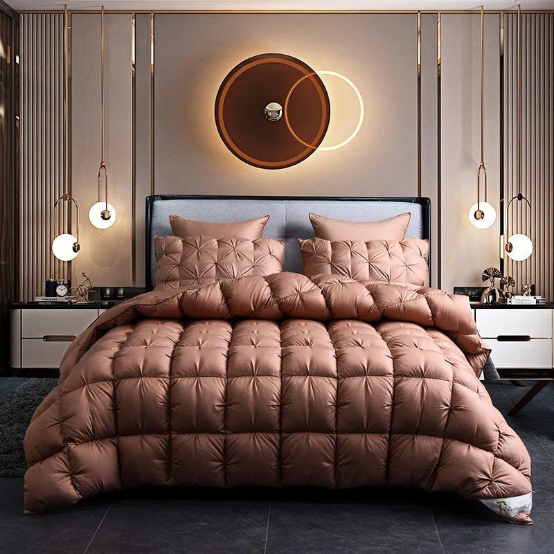 White Goose Down Winter Duvet – Thick 3D Bread Pinch-Pleat Comforter